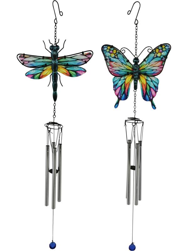 Butterfly Metal and Glass Mosaic Wind Chime